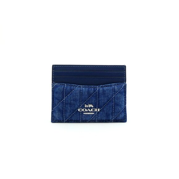 Coach Denim Quilted Slim ID Card Case NWT CAT70 - Picture 1 of 2
